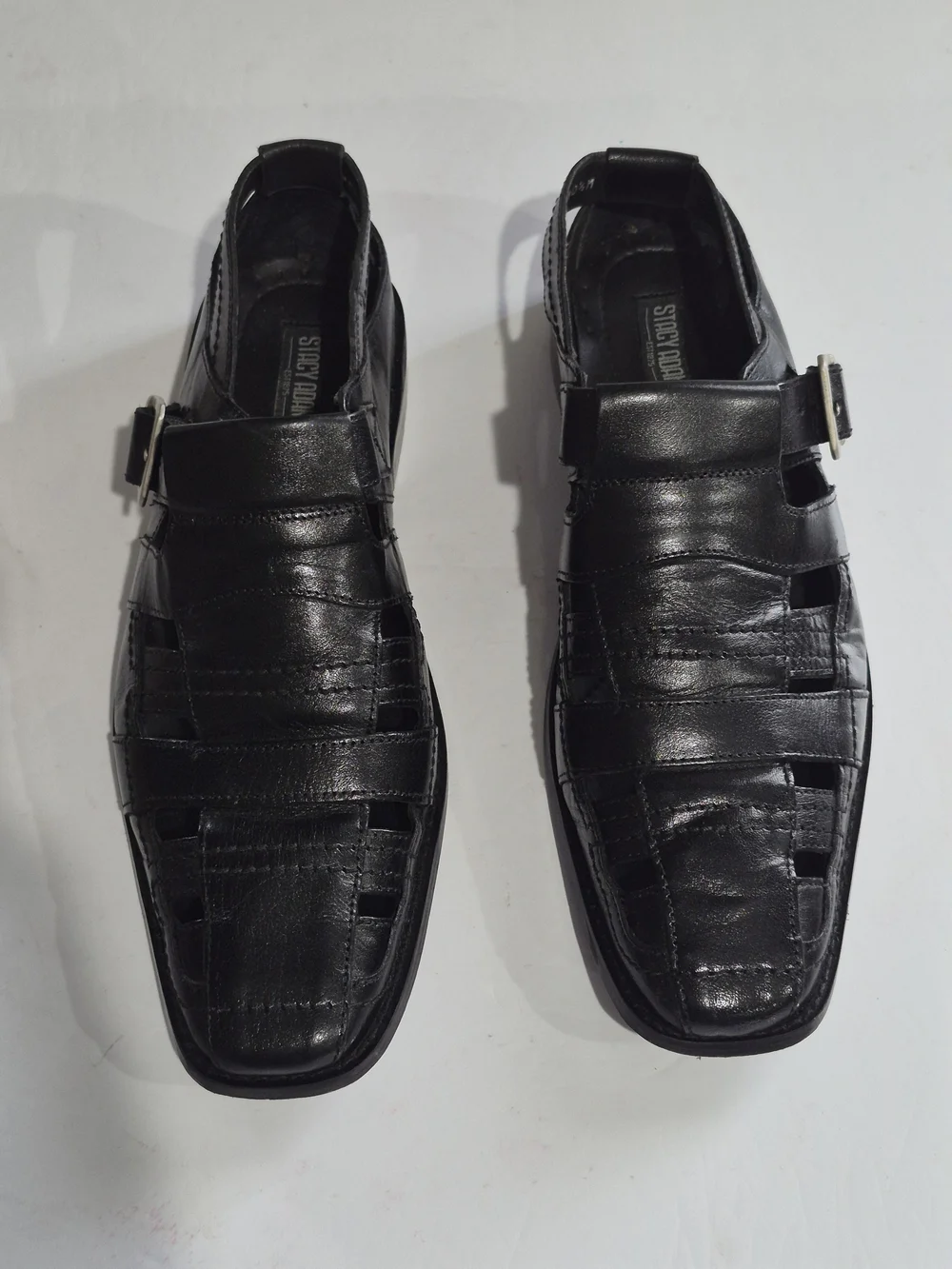 Men's Black Leather Buckle Dress Sandals